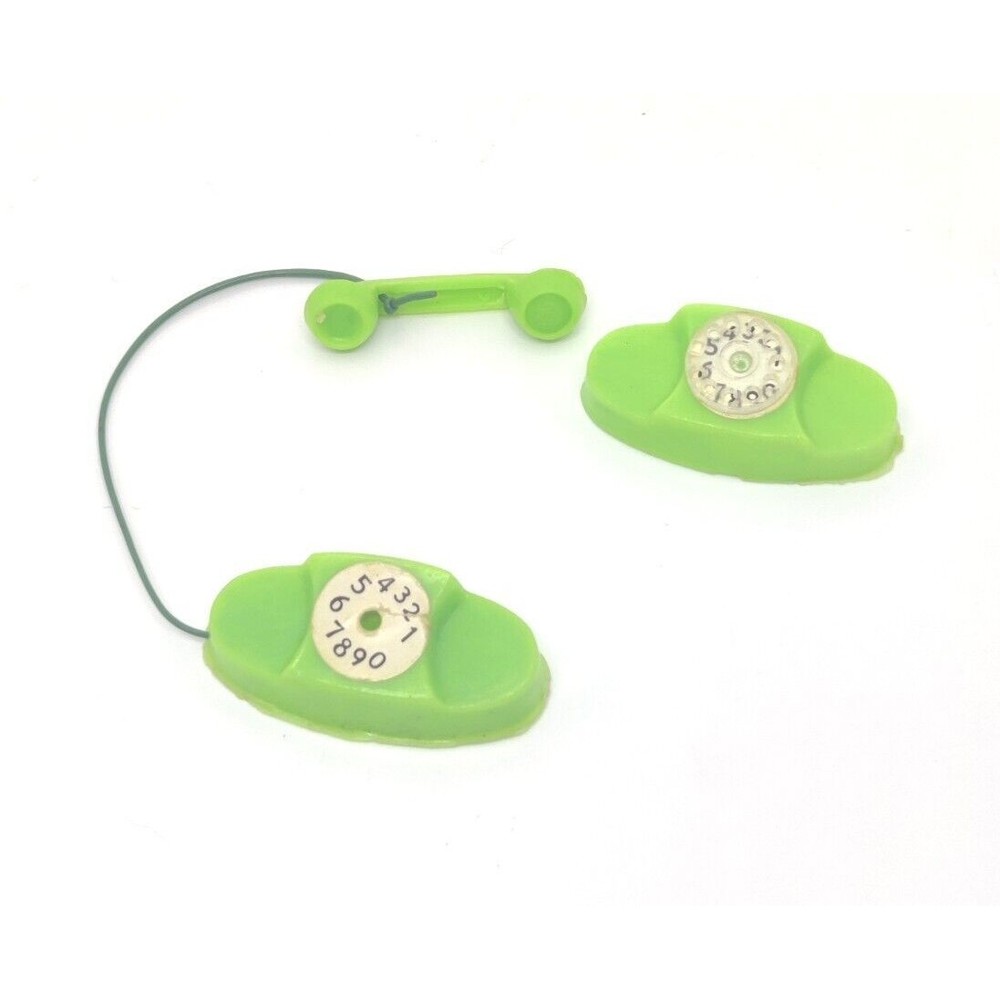 Vintage Barbie 1980s Clone Doll Accessory 2 Neon Green Rotary Phones Lot Phone